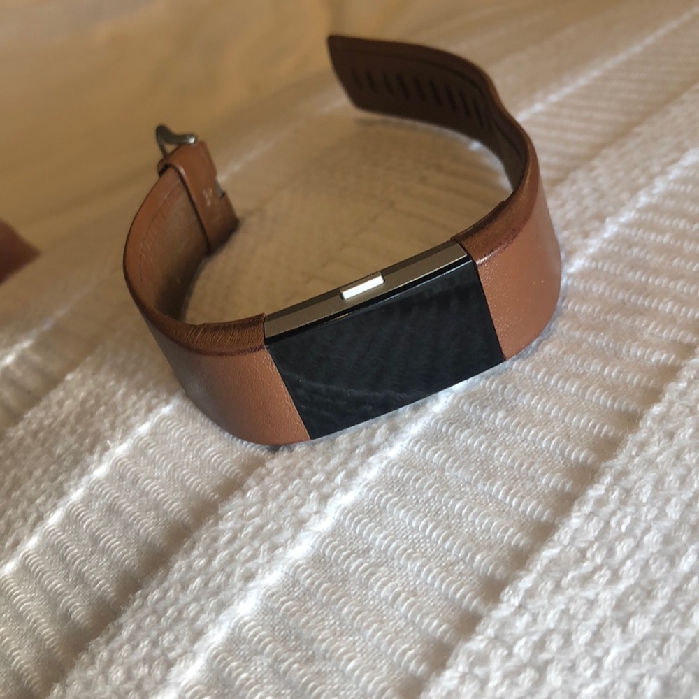 Brown leather FitBit watch strap